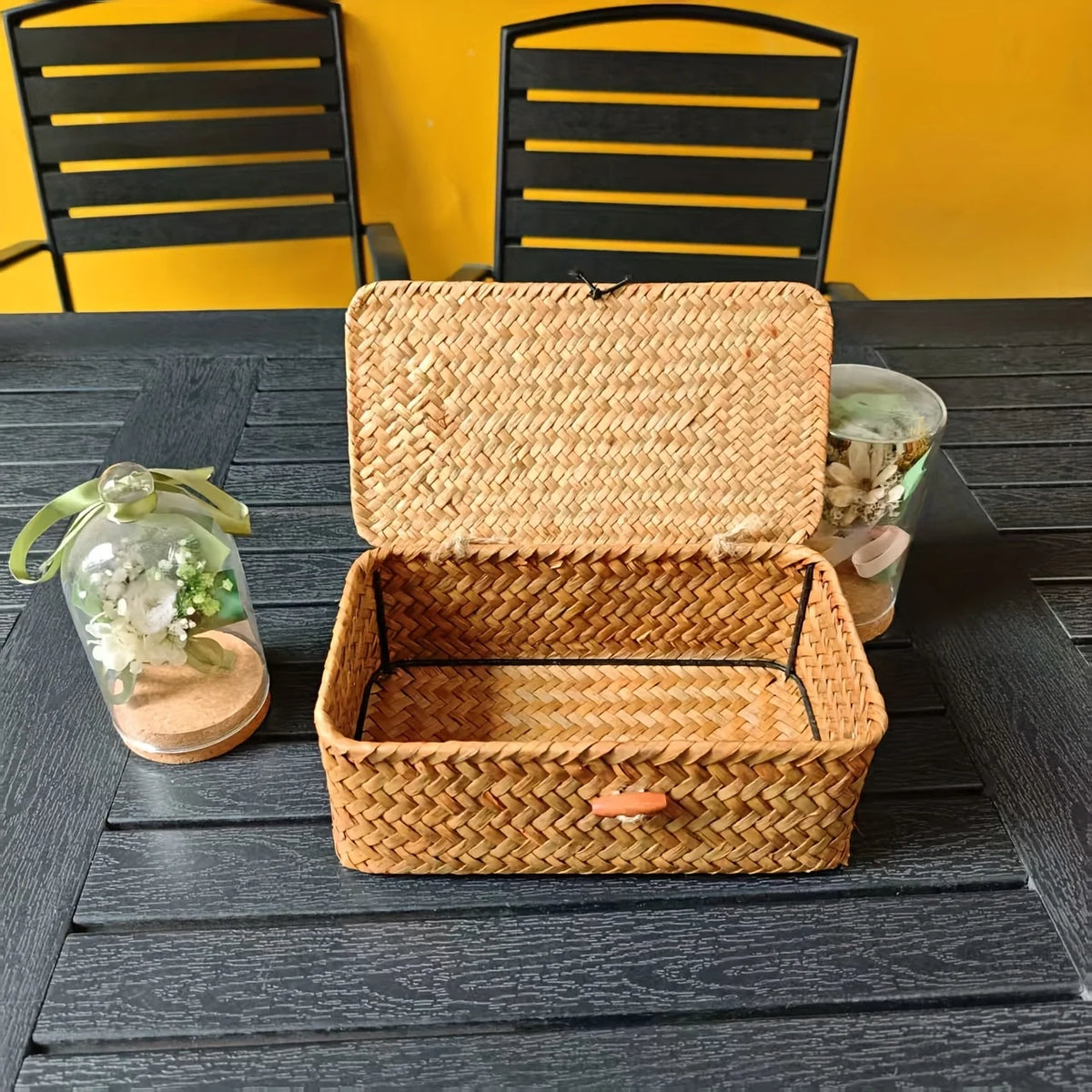 Woven Rattan Storage Basket with Lid