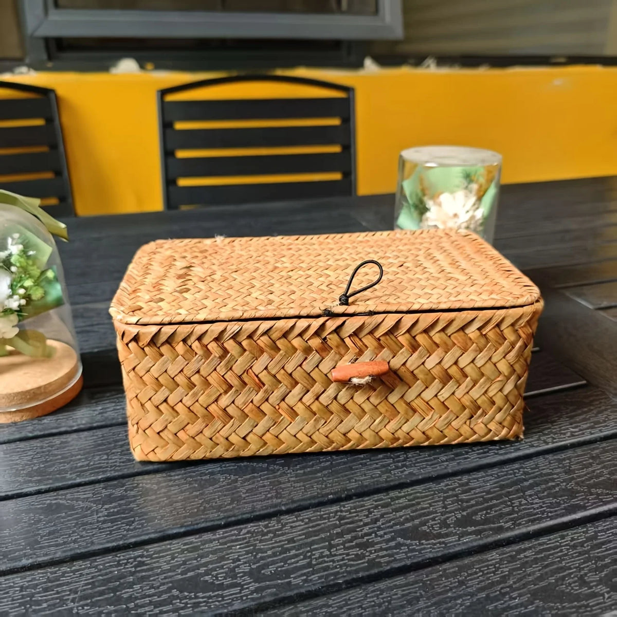 Woven Rattan Storage Basket with Lid